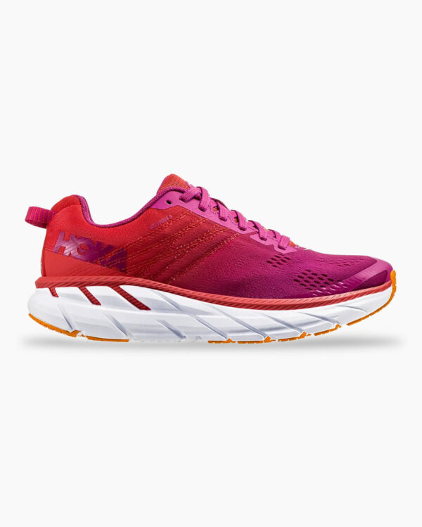 Falls Road Running Store - Womens Road Shoes - Hoka One One Clifton 6 -  POPPY RED / CACTUS FLOWER