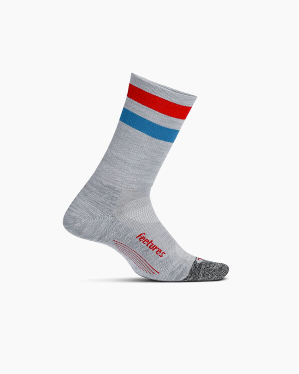 Falls Road Running Store - Running Socks - Feetures Elite Light Cushion Mini Crew - Grey / Stripe
