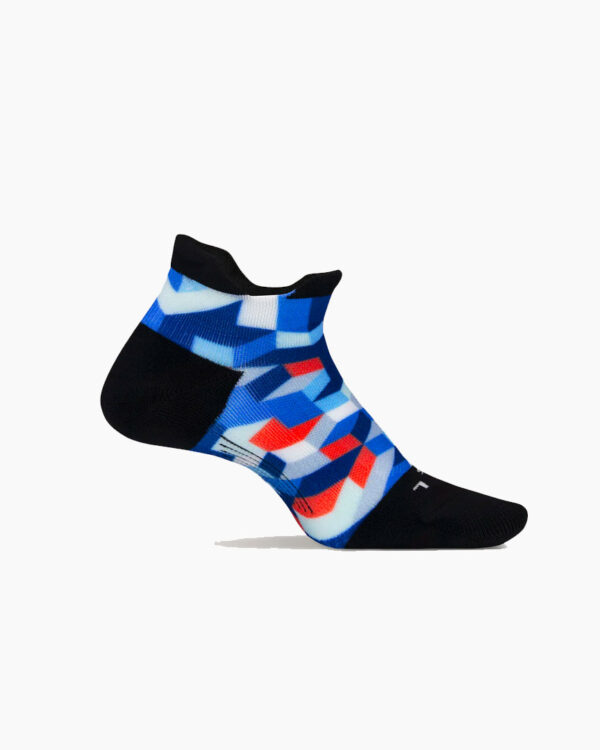 Falls Road Running Store - Socks - Feetures Elite Light Cushion No Show Tab - Limited Edition - Geo Print Blue