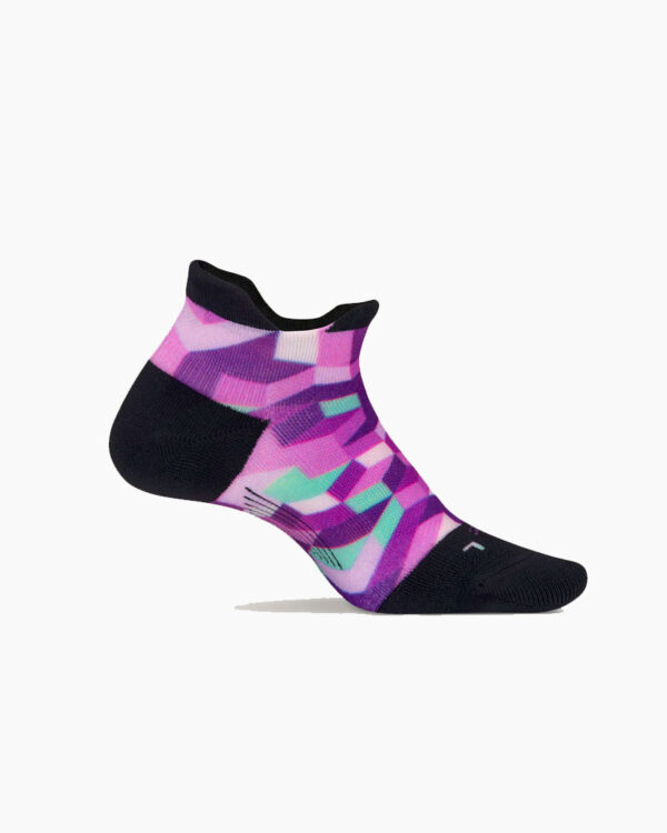 Falls Road Running Store - Socks - Feetures Elite Light Cushion No Show Tab - Limited Edition - Geo Print Purple
