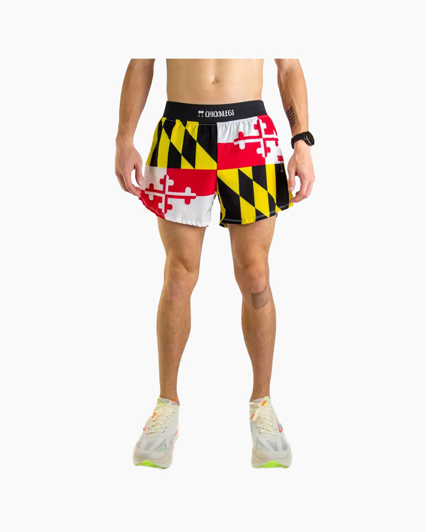 Falls Road Running Store - Men's Apparel - Chicknlegs 4" Half Split Shorts Men - Maryland Flag